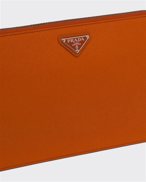 prada tessuto saffiano papaya|Papaya Saffiano Leather Pouch .